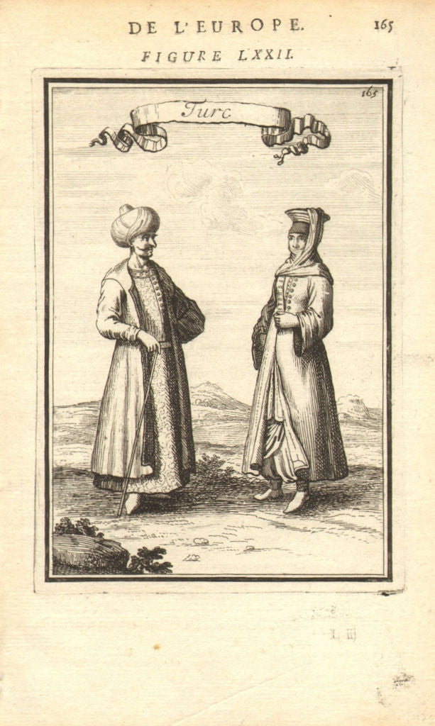 TURKEY COSTUME. Ottoman Turkish man & woman in 17C dress. 'Turc'. MALLET 1683